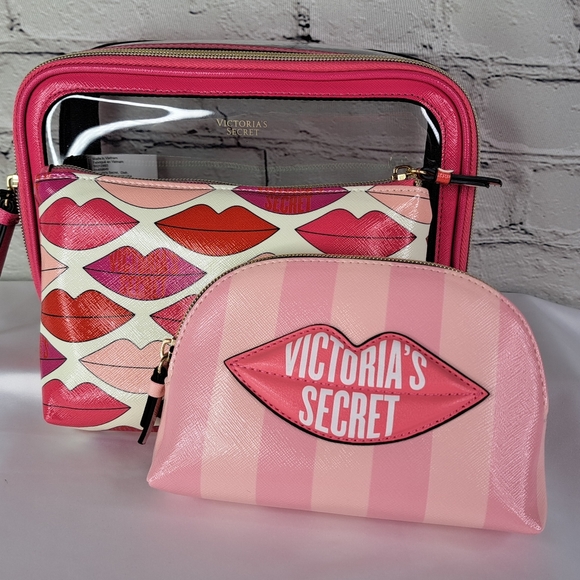 VICTORIA’S SECRET SIGNATURE LOGO NESTING 3-PIECE BAG SET - Picture 2 of 16